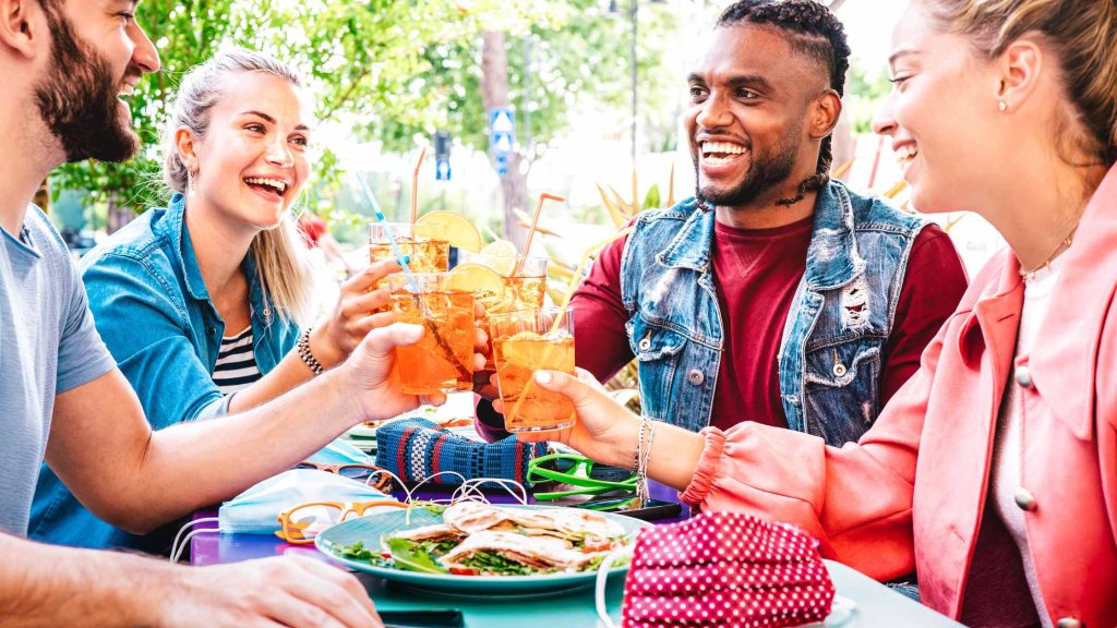 young adults having lunch together